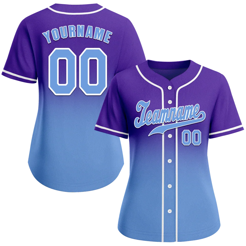 Custom Purple Aqua Fade Fashion Aqua Authentic Baseball Jersey - Coolcustomize