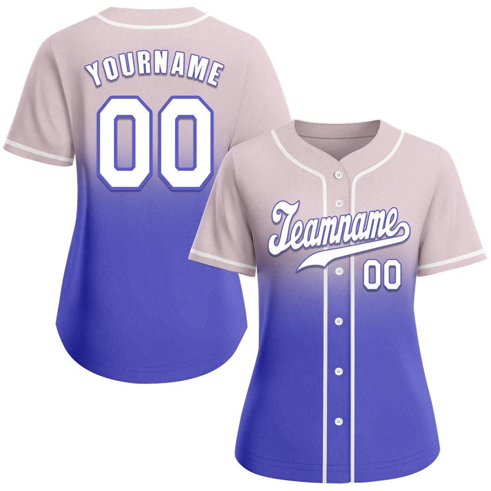 Custom Grey Purple Fade Fashion White Authentic Baseball Jersey - Coolcustomize