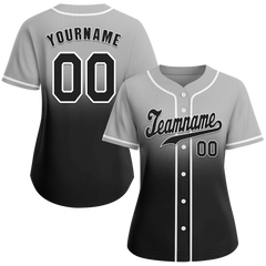 Custom Grey Black Fade Fashion Black Authentic Baseball Jersey