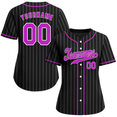 Custom Black Stripe Fashion Purple Authentic Baseball Jersey