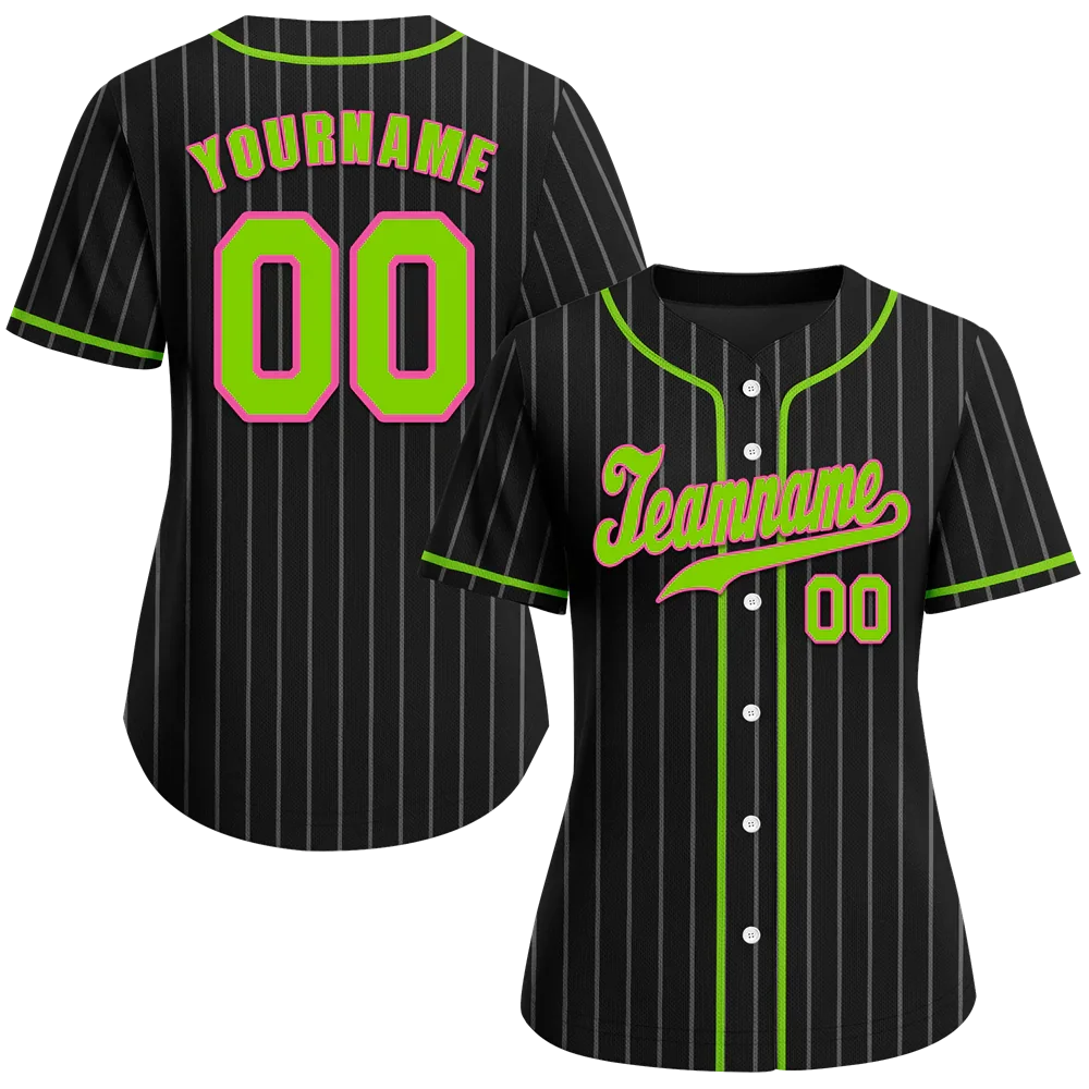 Custom Black Stripe Fashion Green Authentic Baseball Jersey - Coolcustomize