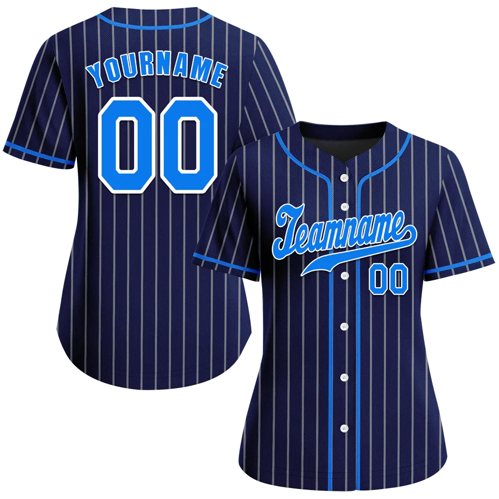 Custom Blue Stripe Fashion Aqua Authentic Baseball Jersey - Coolcustomize