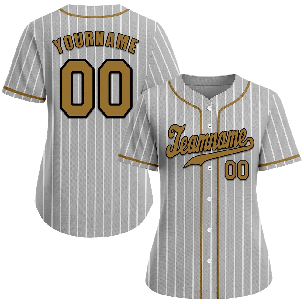 Custom Grey Stripe Fashion Orange Authentic Baseball Jersey - Coolcustomize