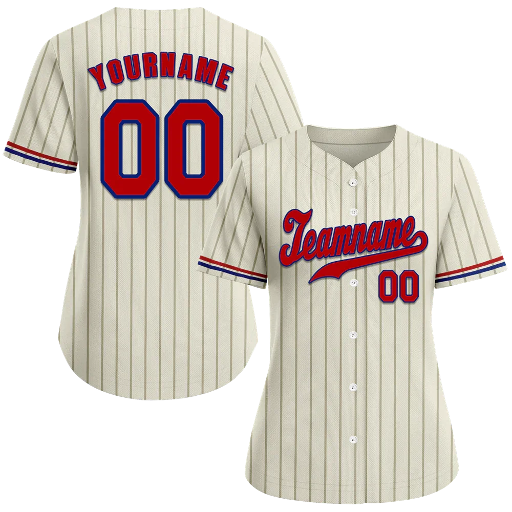 Custom White Stripe Fashion Red Authentic Baseball Jersey - Coolcustomize