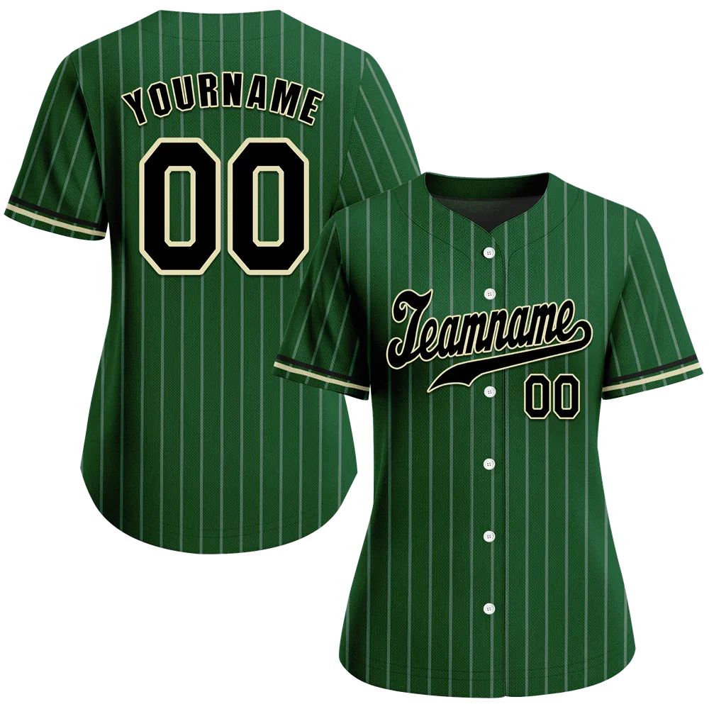 Custom Green Stripe Fashion Black Authentic Baseball Jersey - Coolcustomize