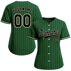 Custom Green Stripe Fashion Black Authentic Baseball Jersey