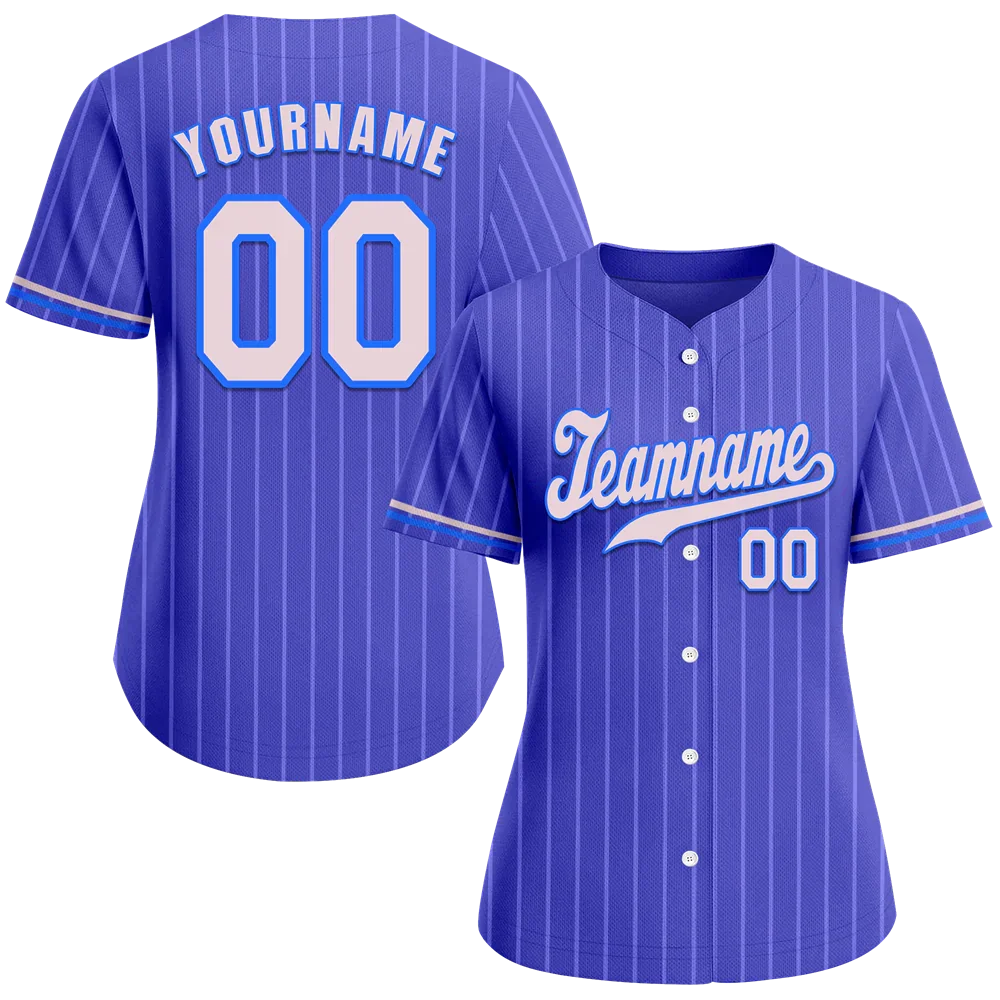 Custom Blue Stripe Fashion Grey Authentic Baseball Jersey - Coolcustomize