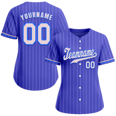 Custom Blue Stripe Fashion Grey Authentic Baseball Jersey