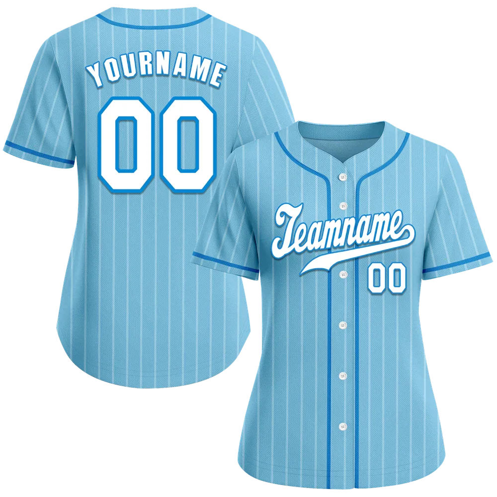 Custom Aqua Stripe Fashion White Authentic Baseball Jersey - Coolcustomize