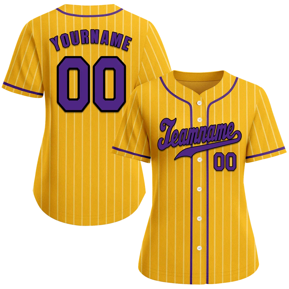 Custom Yellow Stripe Fashion Purple Authentic Baseball Jersey - Coolcustomize