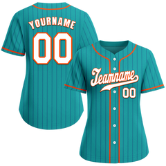 Custom Aqua Stripe Fashion White Authentic Baseball Jersey