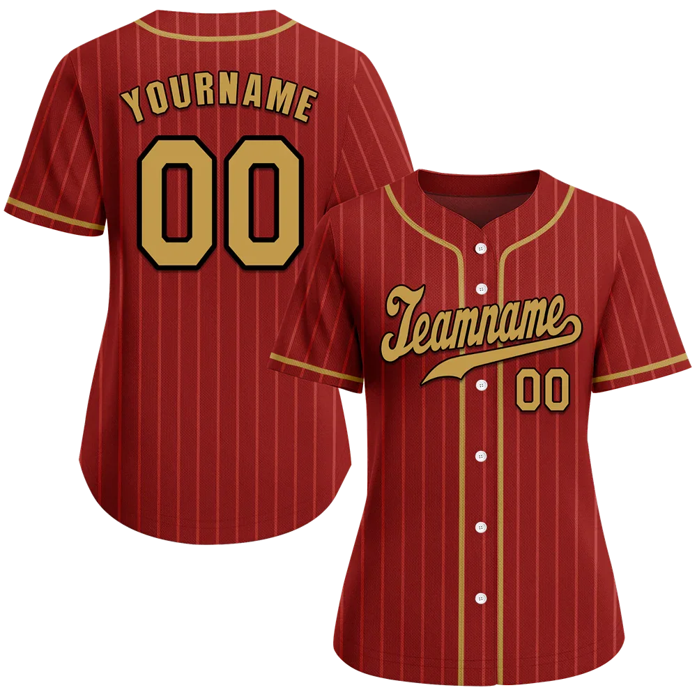 Custom Brown Stripe Fashion Orange Authentic Baseball Jersey - Coolcustomize
