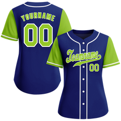 Custom Blue Green Raglan Sleeves Green Authentic Baseball Jersey