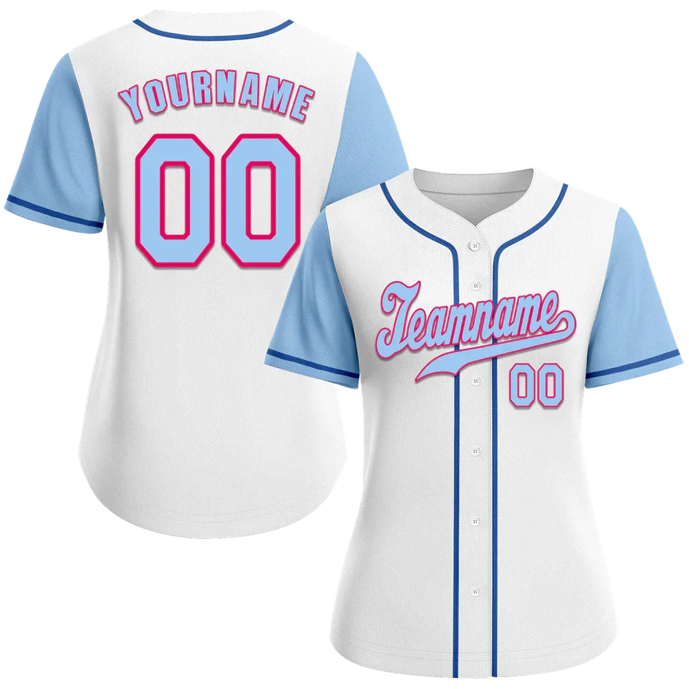 Custom White Aqua Raglan Sleeves Aqua Authentic Baseball Jersey - Coolcustomize