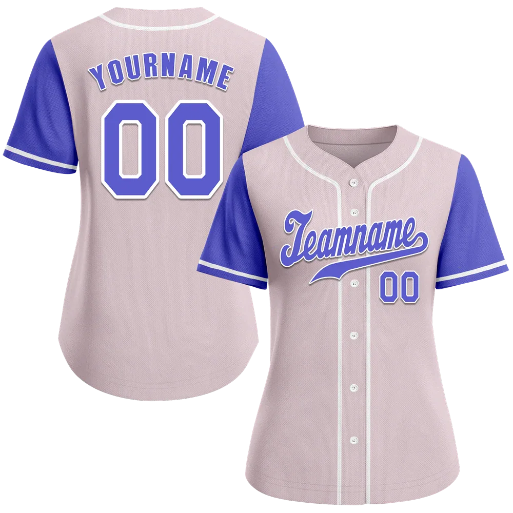 Custom Grey Blue Raglan Sleeves Blue Authentic Baseball Jersey - Coolcustomize