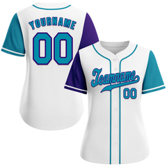 Custom White Two Tone Aqua Authentic Baseball Jersey