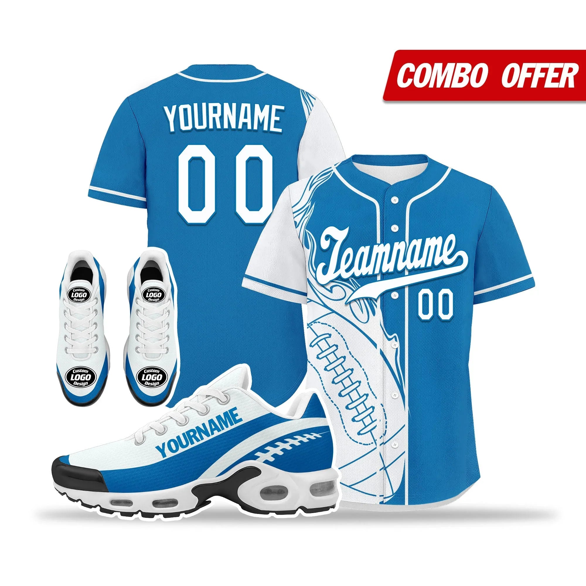 Custom Blue White Jersey and TN Shoes Combo Offer Personalized ZH-D0200101-11 - Coolcustomize