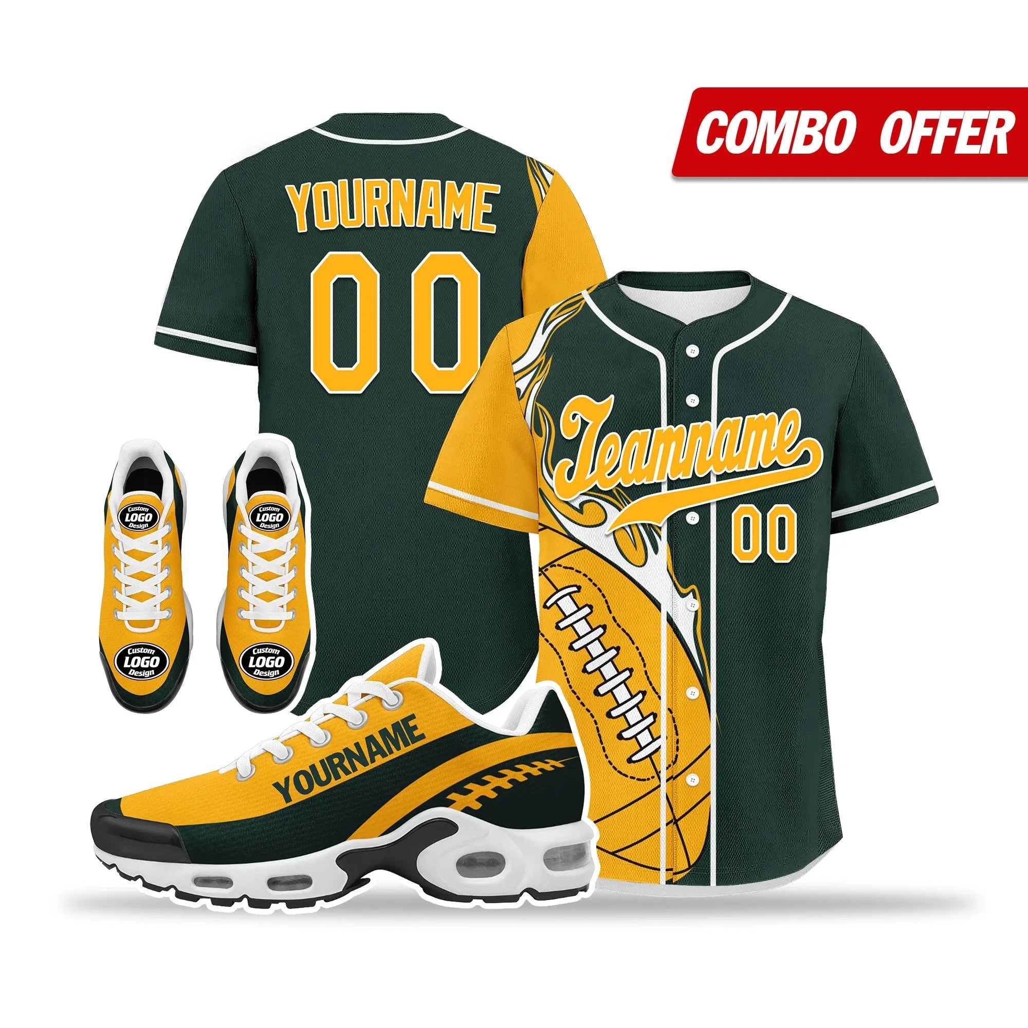 Custom Green Yellow Jersey and TN Shoes Combo Offer Personalized ZH-D0200101-13 - Coolcustomize