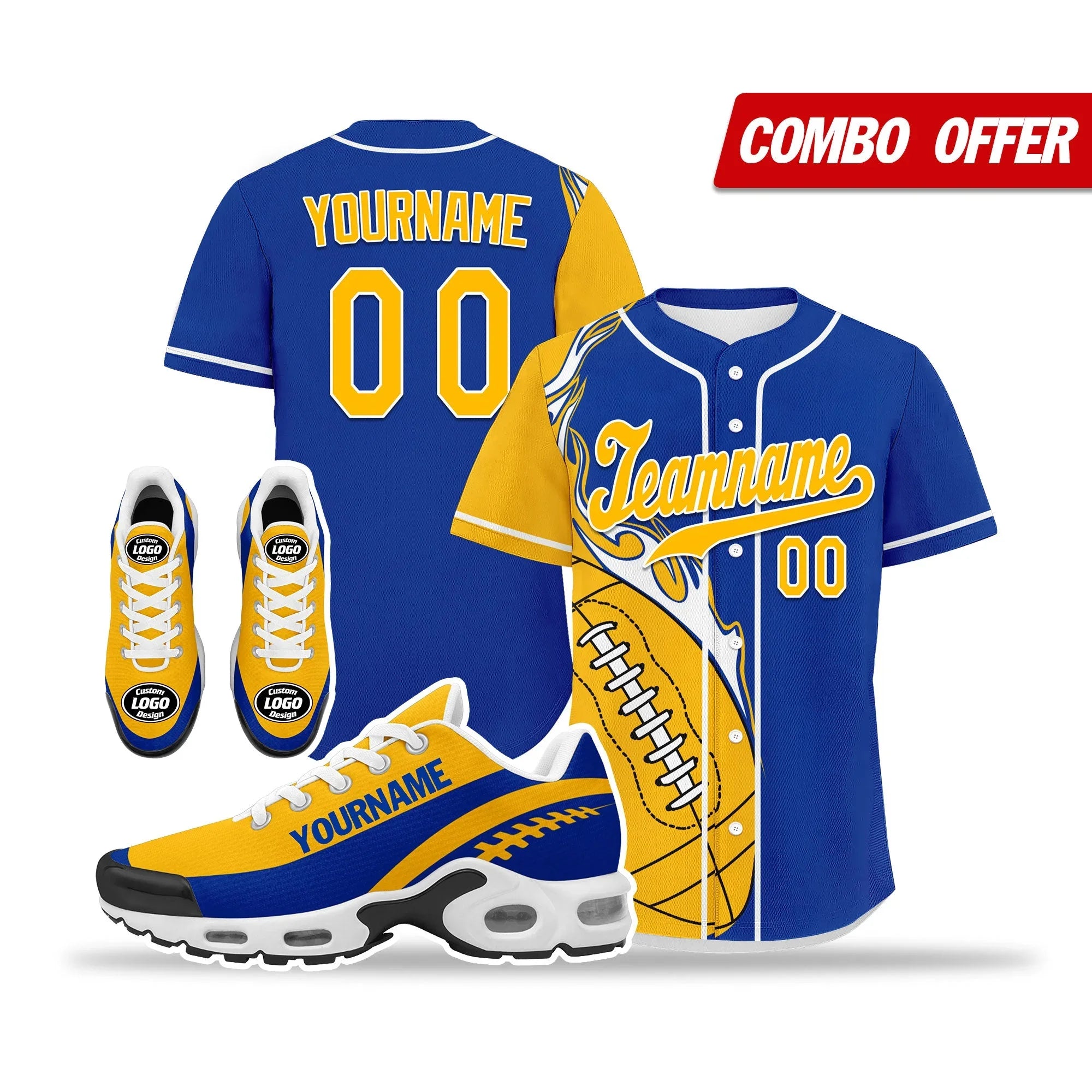 Custom Blue Yellow Jersey and TN Shoes Combo Offer Personalized ZH-D0200101-15 - Coolcustomize