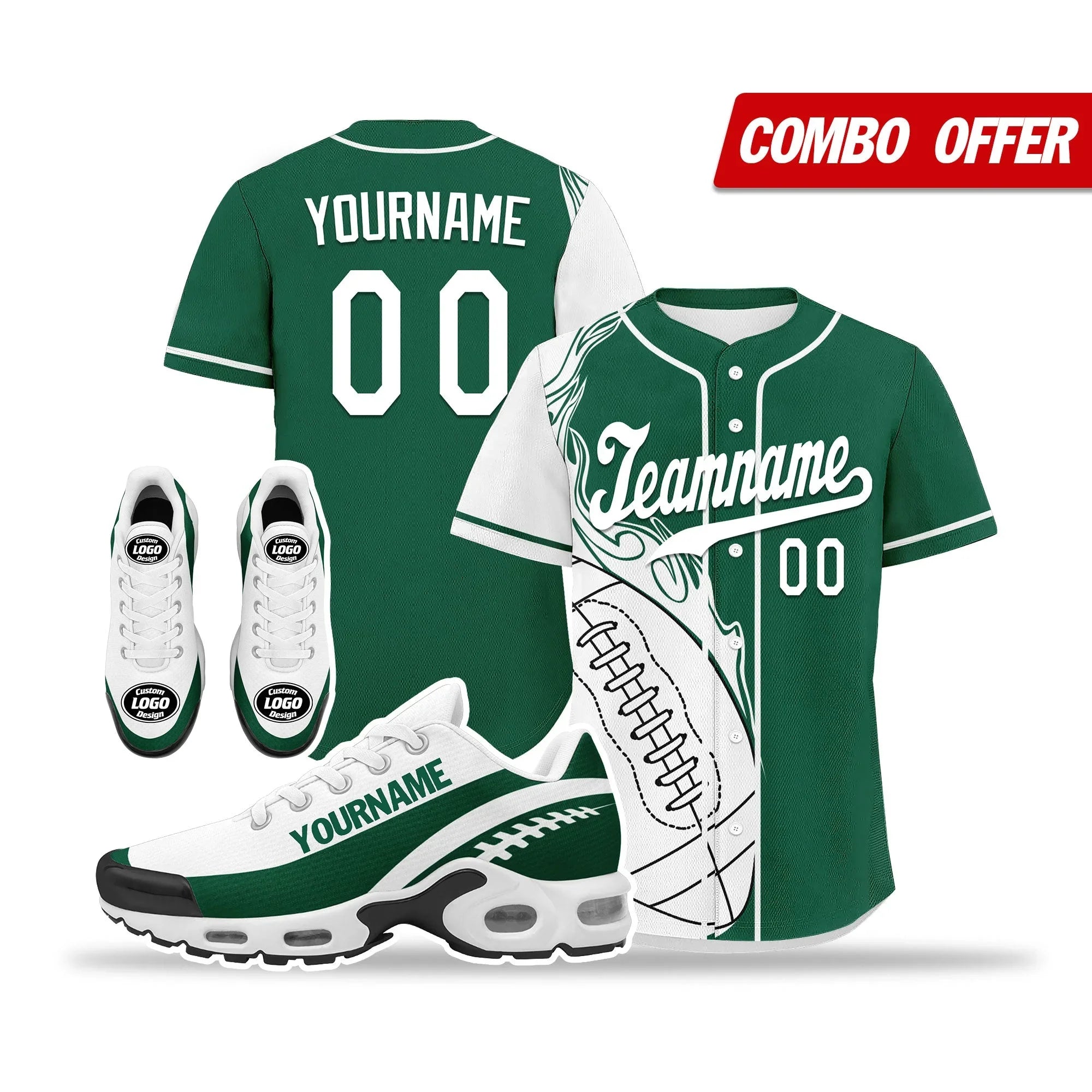 Custom Green White Jersey and TN Shoes Combo Offer Personalized ZH-D0200101-20 - Coolcustomize