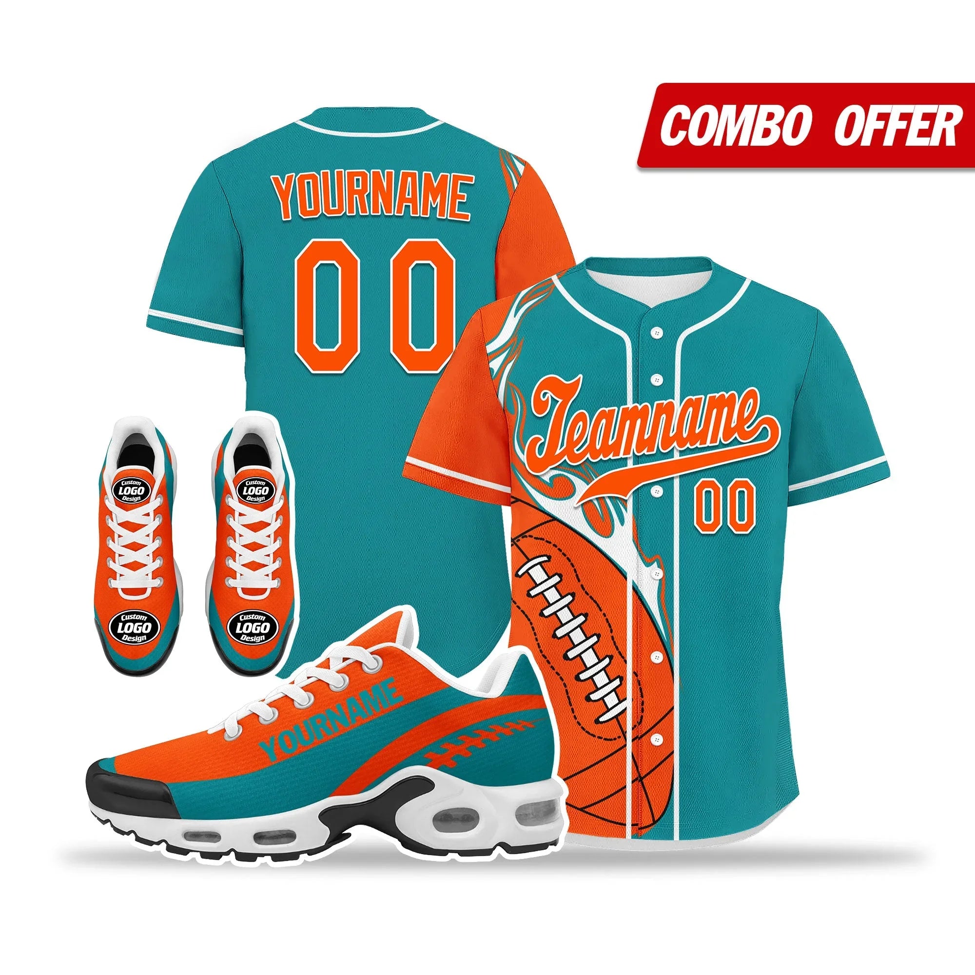 Custom Cyan Orange Jersey and TN Shoes Combo Offer Personalized ZH-D0200101-21 - Coolcustomize