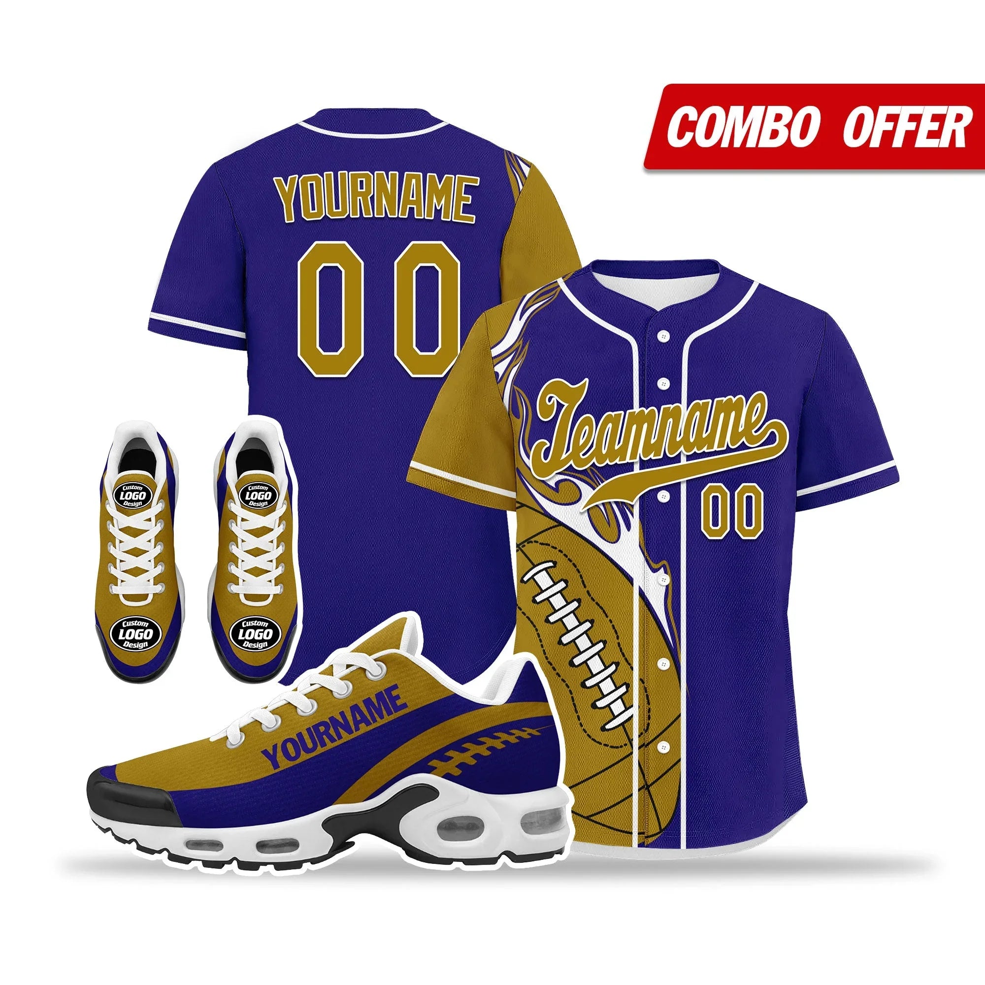 Custom Blue Yellow Jersey and TN Shoes Combo Offer Personalized ZH-D0200101-3 - Coolcustomize