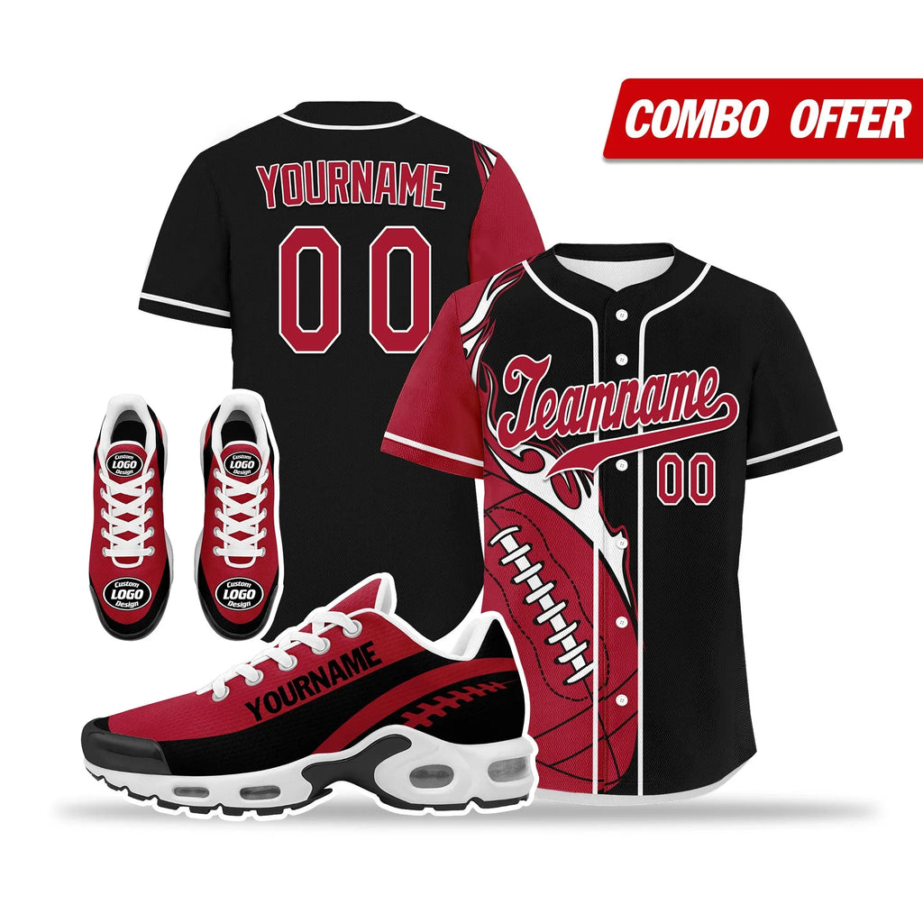 Custom Black Red Jersey and TN Shoes Combo Offer Personalized ZH-D0200101-4 - Coolcustomize