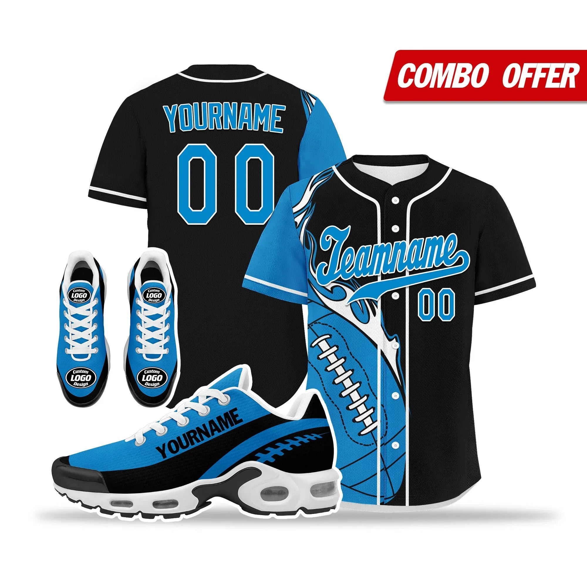 Custom Black Blue Jersey and TN Shoes Combo Offer Personalized ZH-D0200101-6 - Coolcustomize