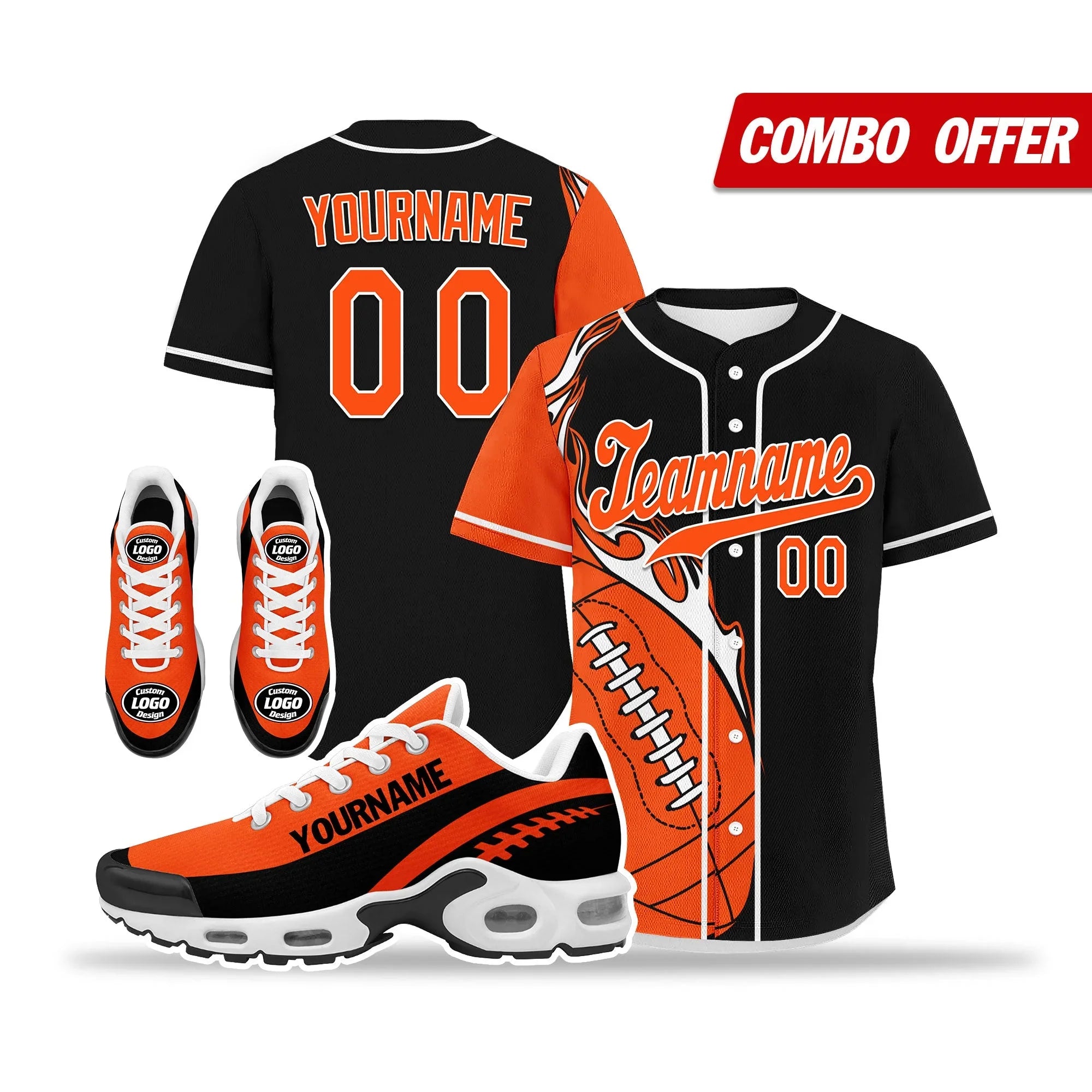 Custom Black Orange Jersey and TN Shoes Combo Offer Personalized ZH-D0200101-7 - Coolcustomize