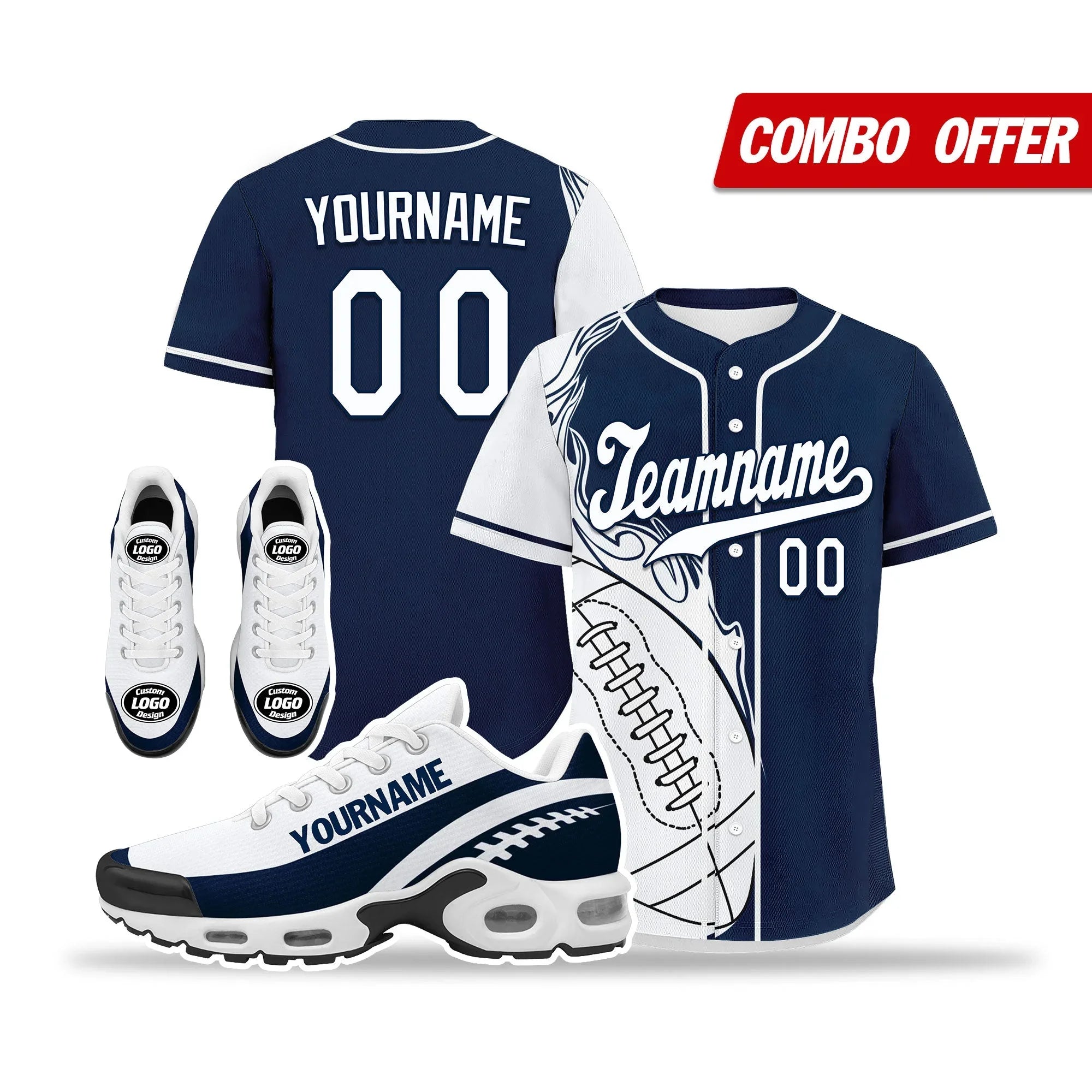 Custom Blue White Jersey and TN Shoes Combo Offer Personalized ZH-D0200101-9 - Coolcustomize