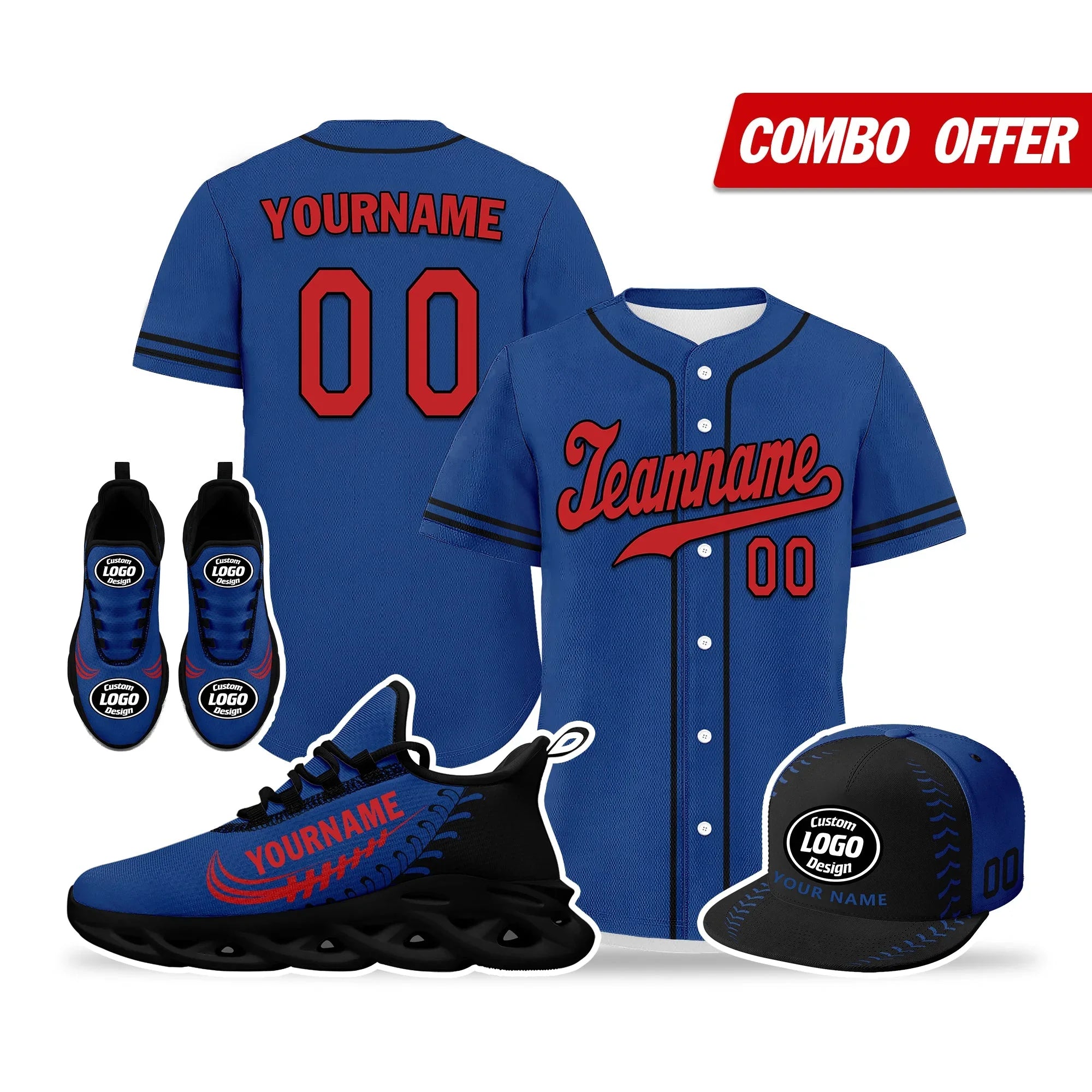 Custom Blue Jersey MaxSoul Shoes and Hat Combo Offer Personalized ZH-bd0b00e0-a0 - Coolcustomize