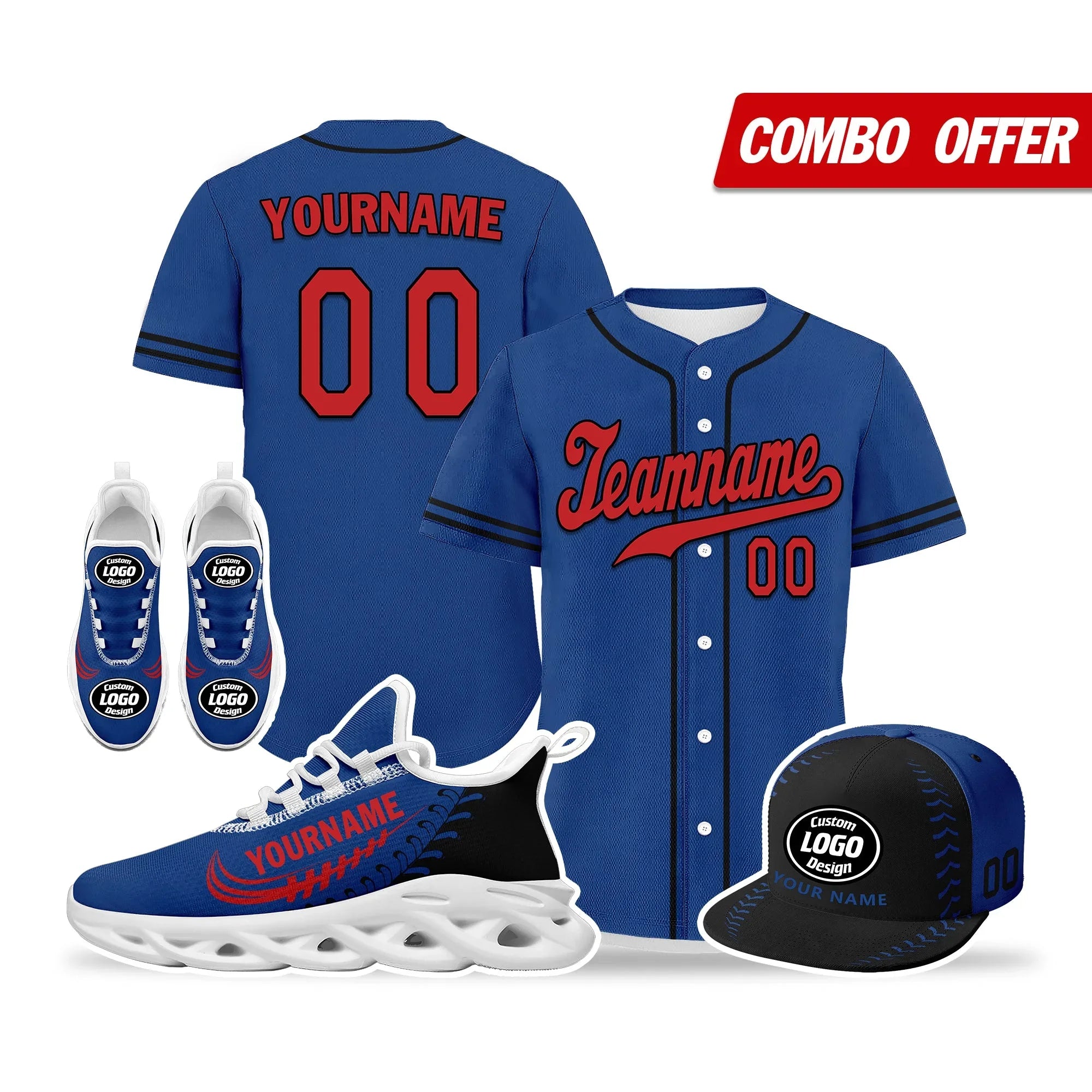 Custom Blue Jersey MaxSoul Shoes and Hat Combo Offer Personalized ZH-bd0b00e0-a0 - Coolcustomize