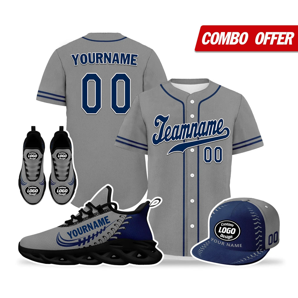 Custom Grey Jersey MaxSoul Shoes and Hat Combo Offer Personalized ZH-bd0b00e0-ac - Coolcustomize
