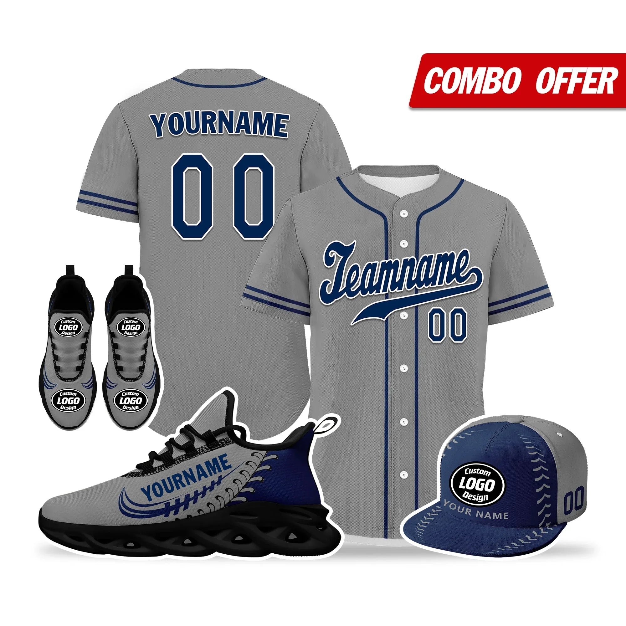 Custom Grey Jersey MaxSoul Shoes and Hat Combo Offer Personalized ZH-bd0b00e0-ac - Coolcustomize