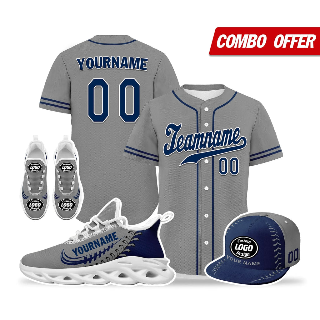 Custom Grey Jersey MaxSoul Shoes and Hat Combo Offer Personalized ZH-bd0b00e0-ac - Coolcustomize