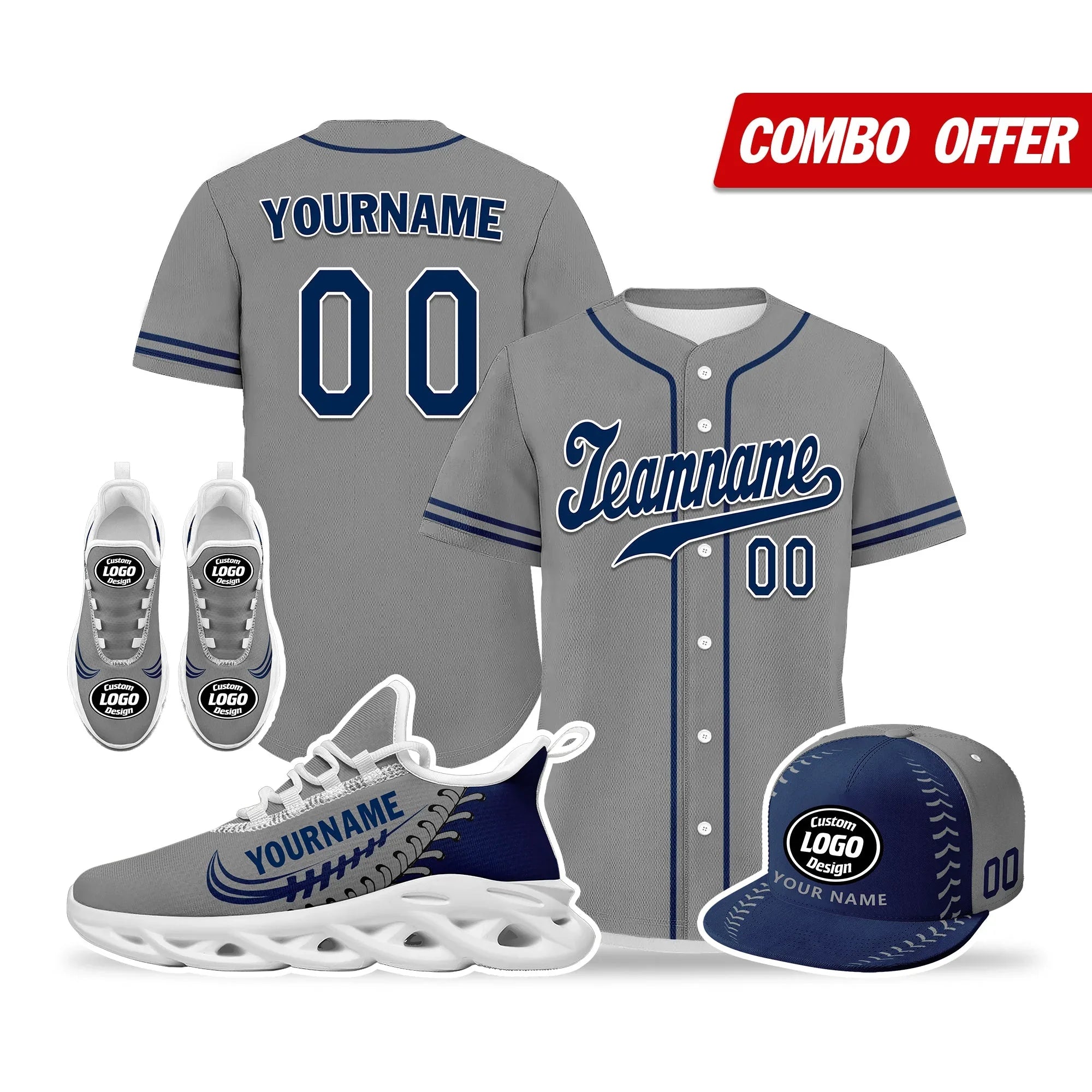 Custom Grey Jersey MaxSoul Shoes and Hat Combo Offer Personalized ZH-bd0b00e0-ac - Coolcustomize