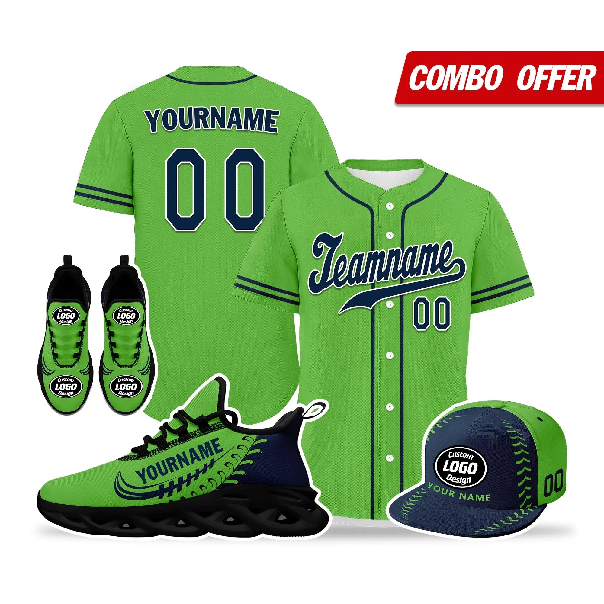 Custom Green Jersey MaxSoul Shoes and Hat Combo Offer Personalized ZH-bd0b00e0-ae - Coolcustomize