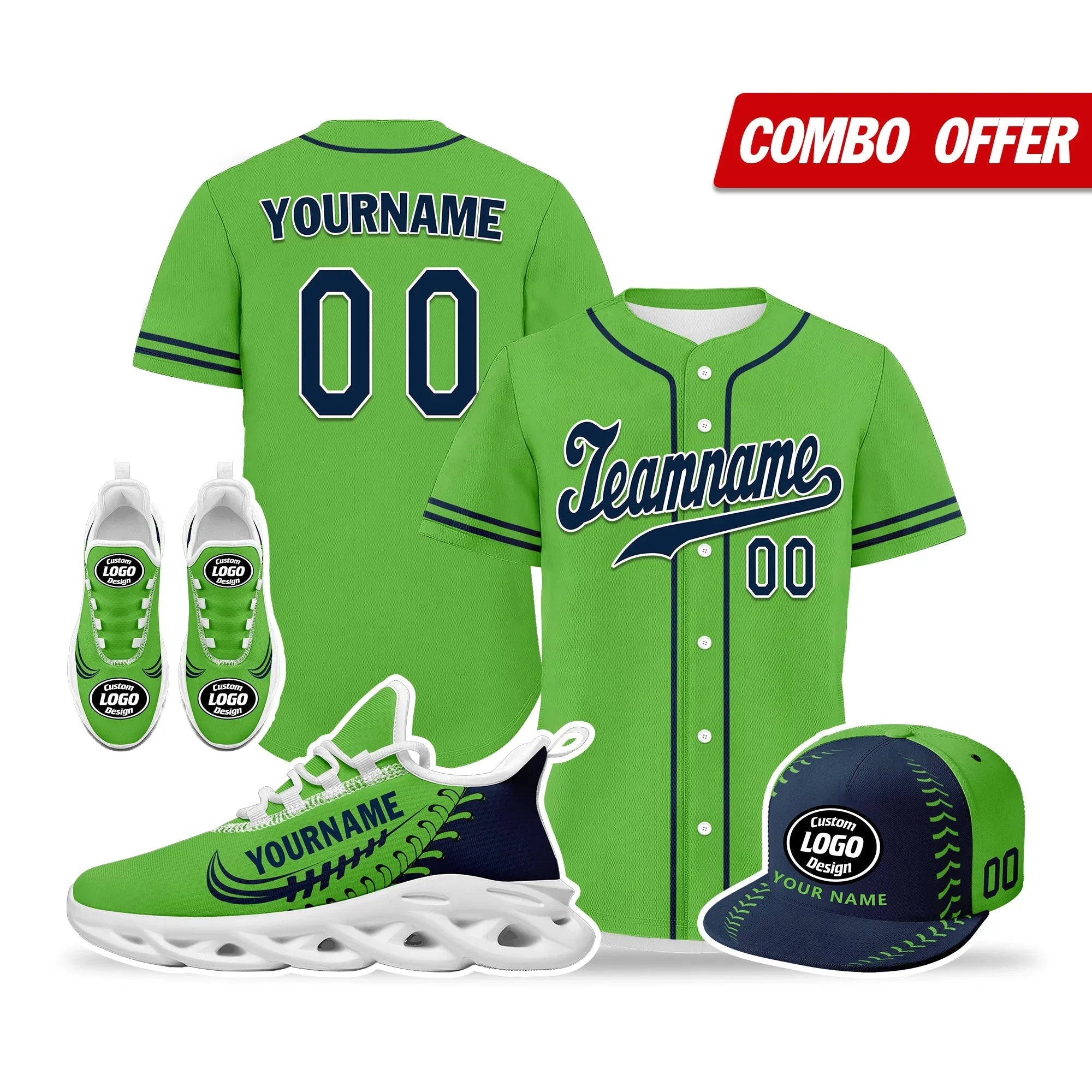 Custom Green Jersey MaxSoul Shoes and Hat Combo Offer Personalized ZH-bd0b00e0-ae - Coolcustomize
