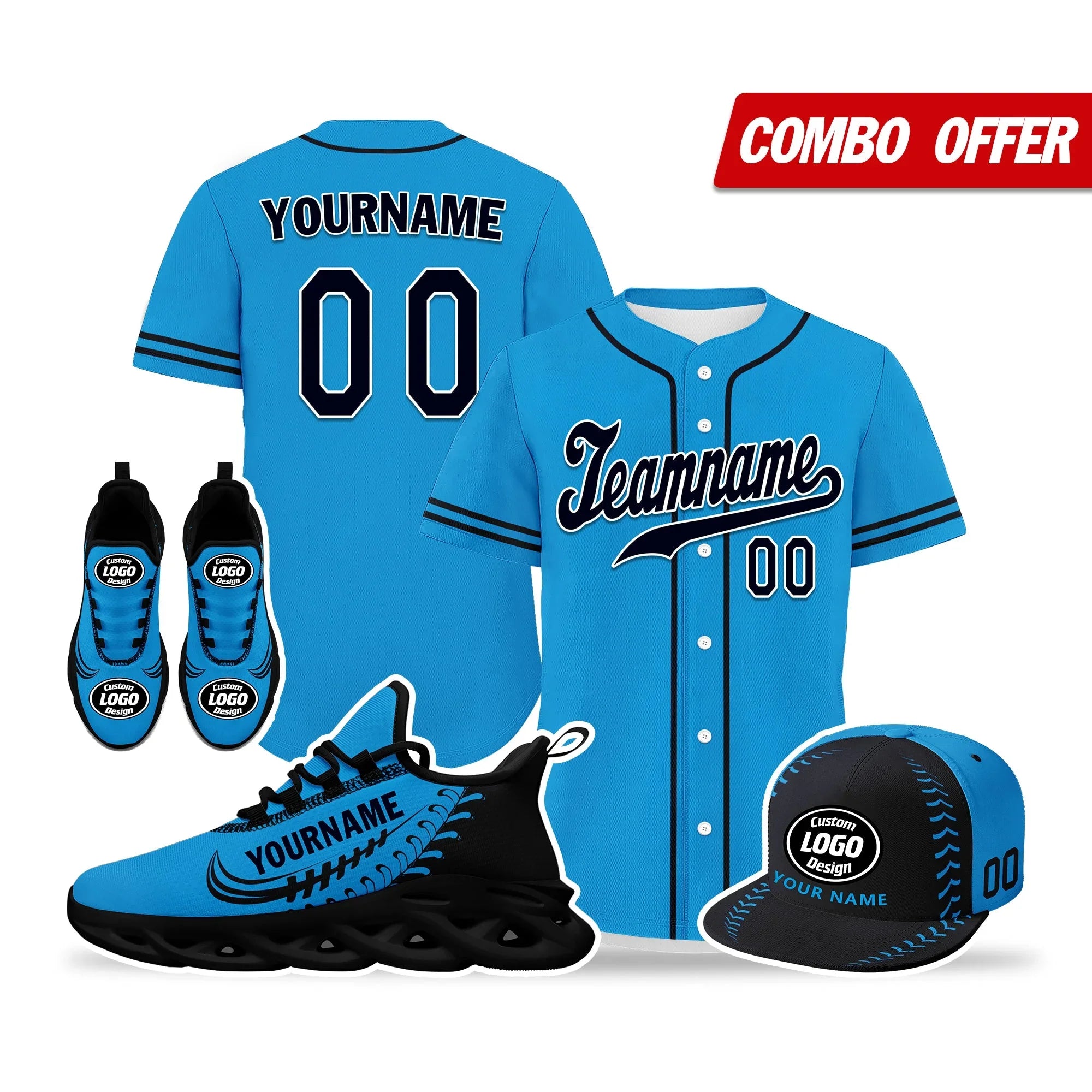 Custom Blue Jersey MaxSoul Shoes and Hat Combo Offer Personalized ZH-bd0b00e0-bc - Coolcustomize