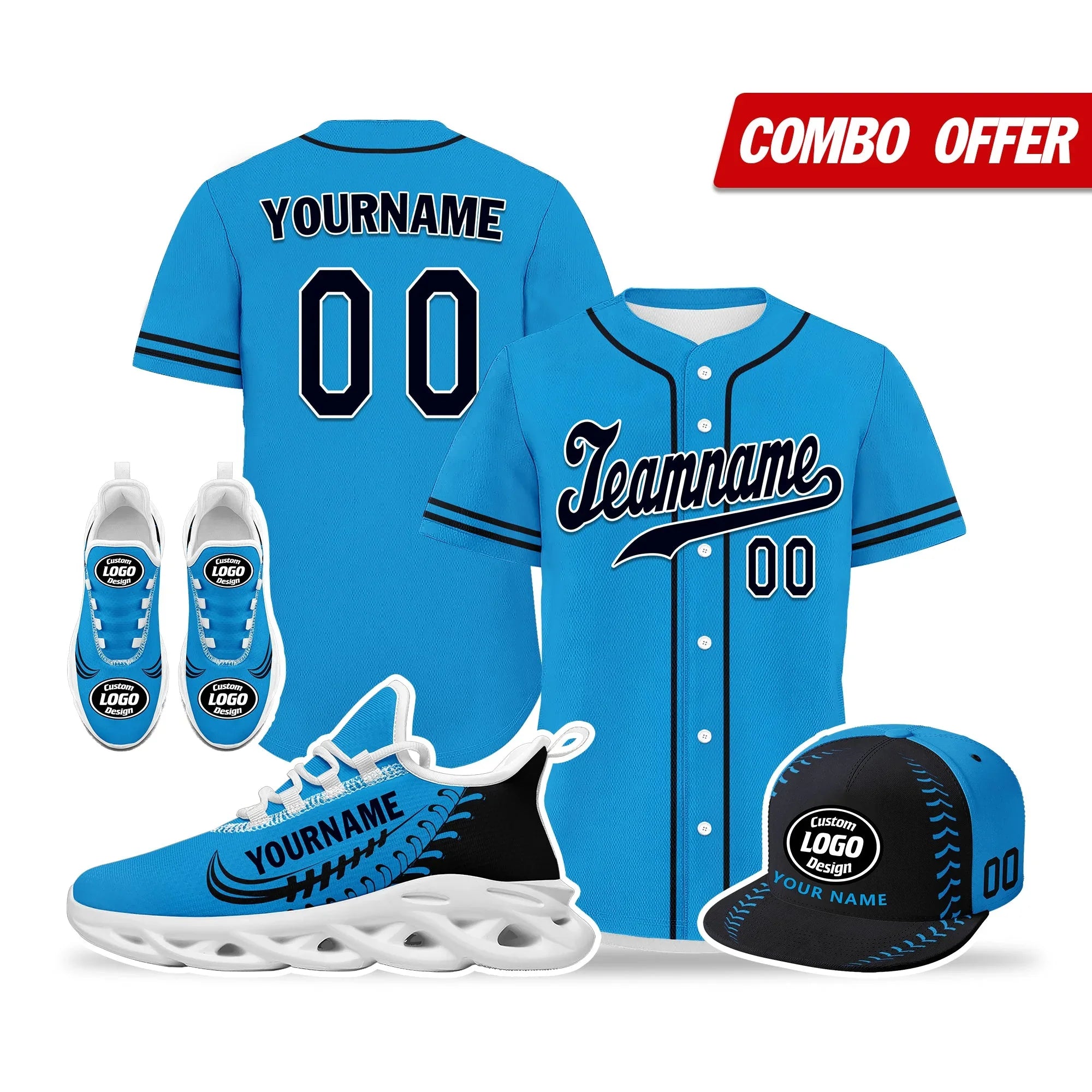 Custom Blue Jersey MaxSoul Shoes and Hat Combo Offer Personalized ZH-bd0b00e0-bc - Coolcustomize