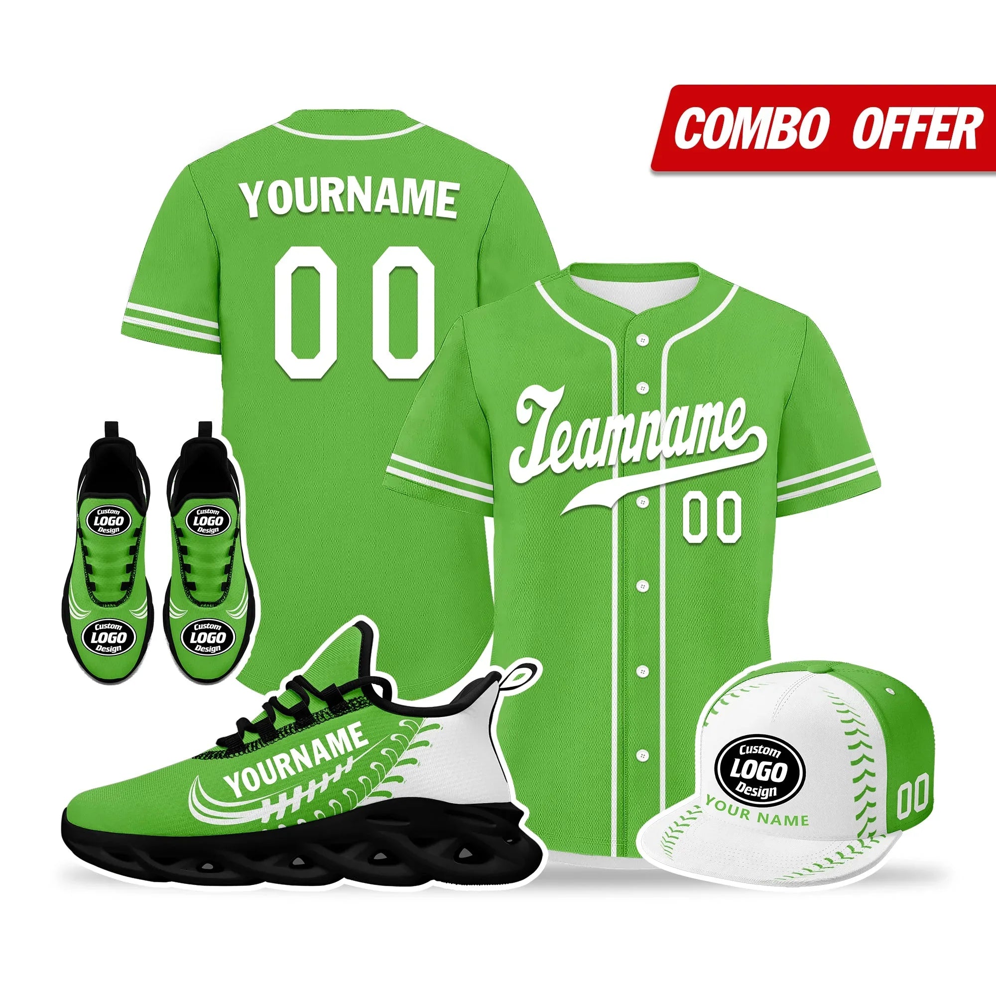 Custom Green Jersey MaxSoul Shoes and Hat Combo Offer Personalized ZH-bd0b00e0-be - Coolcustomize