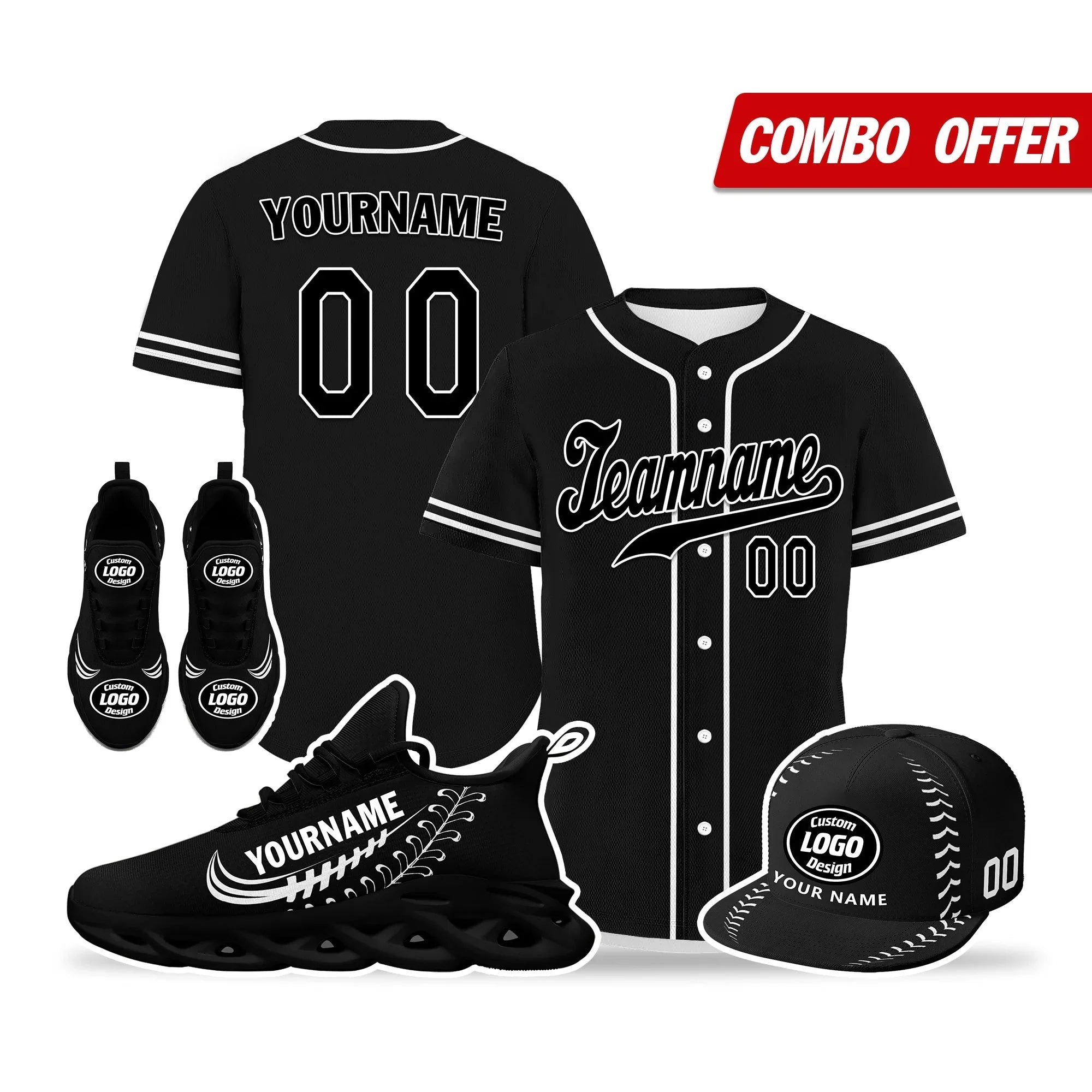 Custom Black Jersey MaxSoul Shoes and Hat Combo Offer Personalized ZH-bd0b00e0-c0 - Coolcustomize
