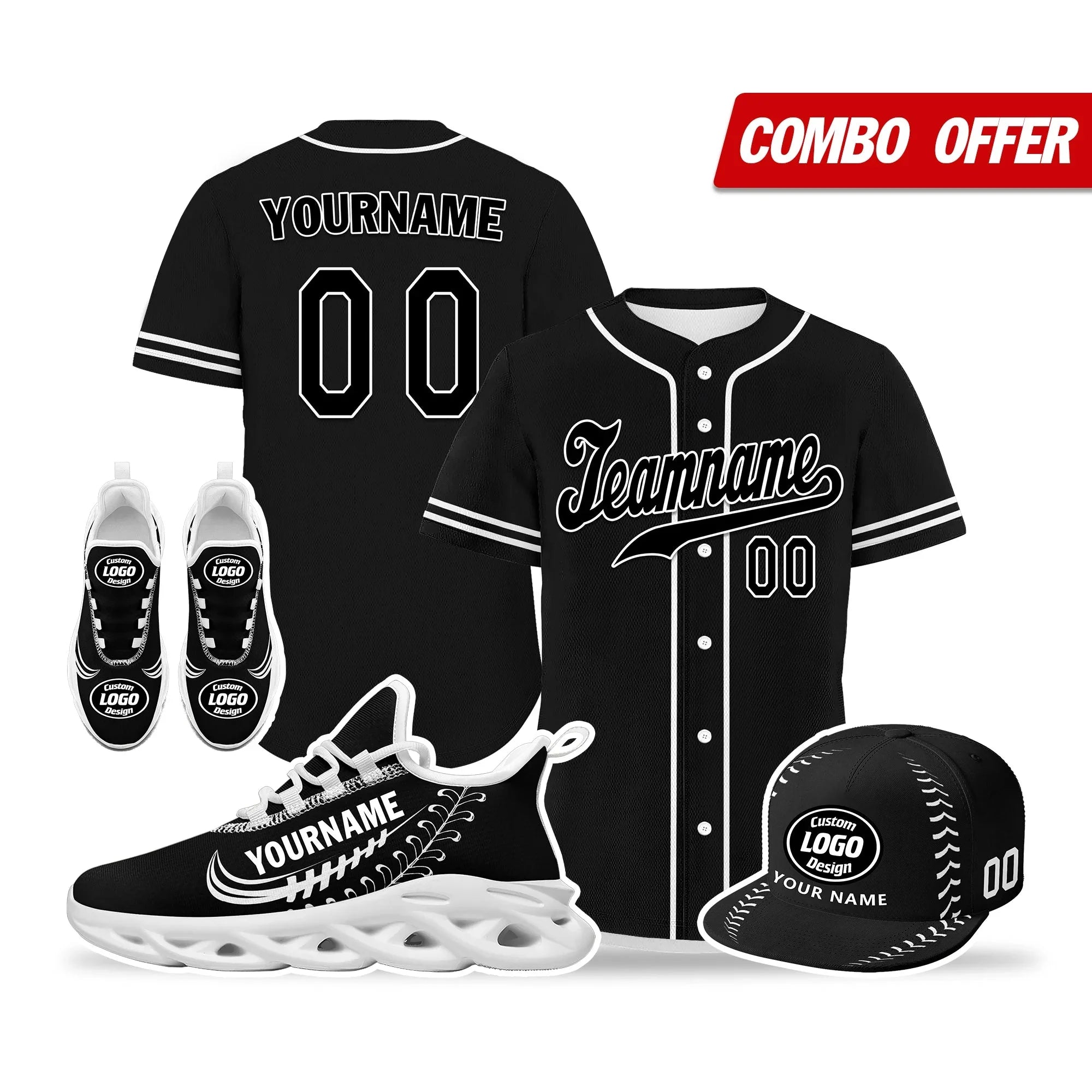 Custom Black Jersey MaxSoul Shoes and Hat Combo Offer Personalized ZH-bd0b00e0-c0 - Coolcustomize