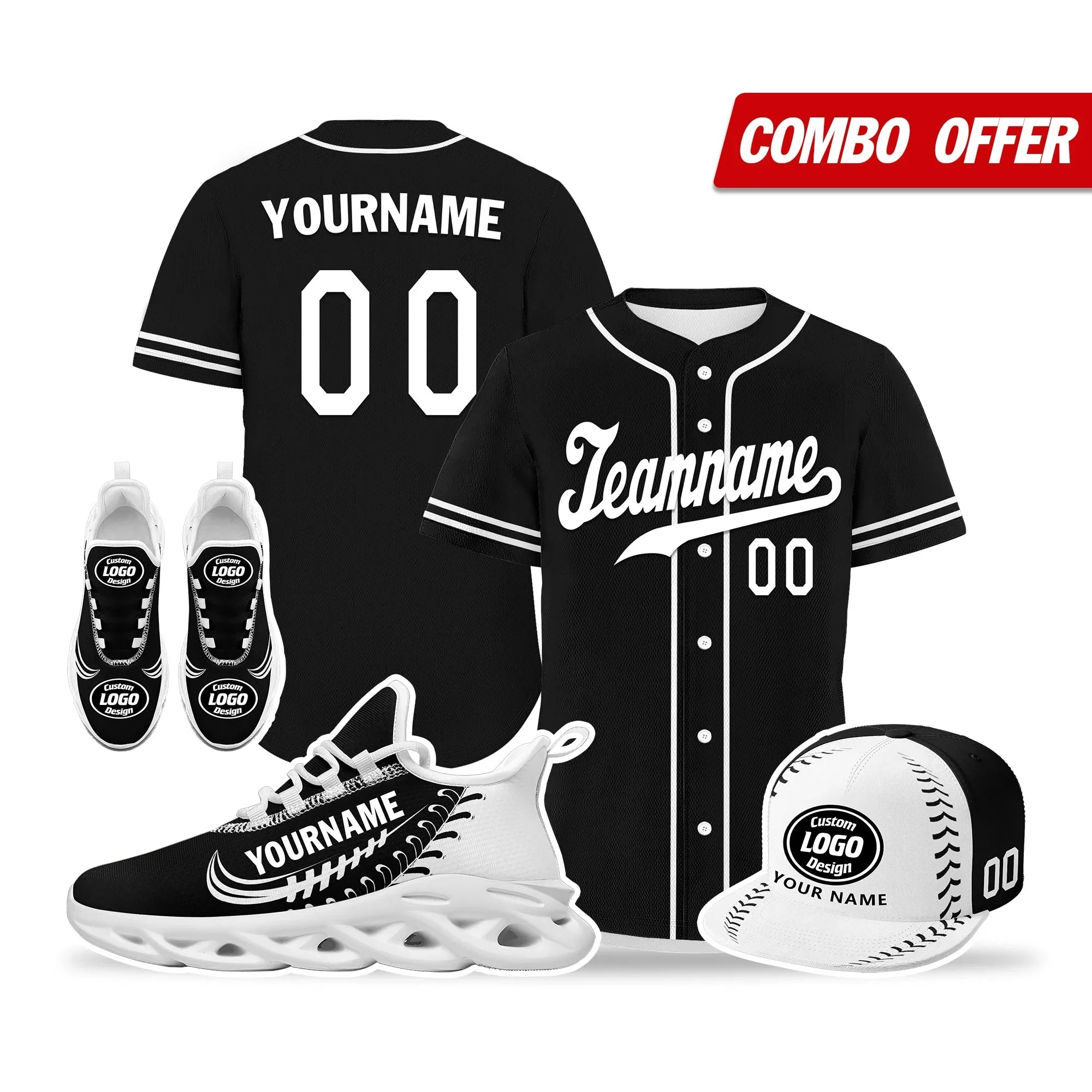 Custom Black Jersey MaxSoul Shoes and Hat Combo Offer Personalized ZH-bd0b00e0-ca - Coolcustomize
