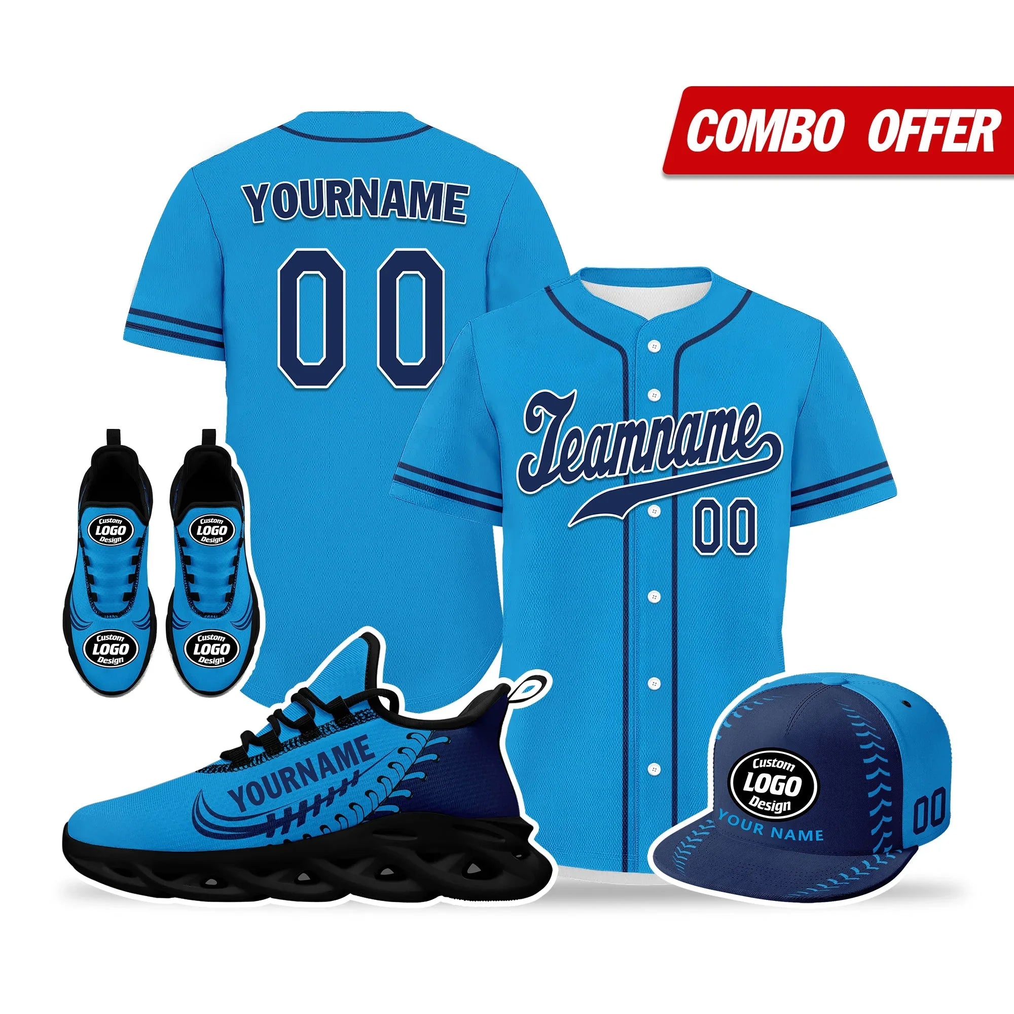 Custom Blue Jersey MaxSoul Shoes and Hat Combo Offer Personalized ZH-bd0b00e0-cc - Coolcustomize