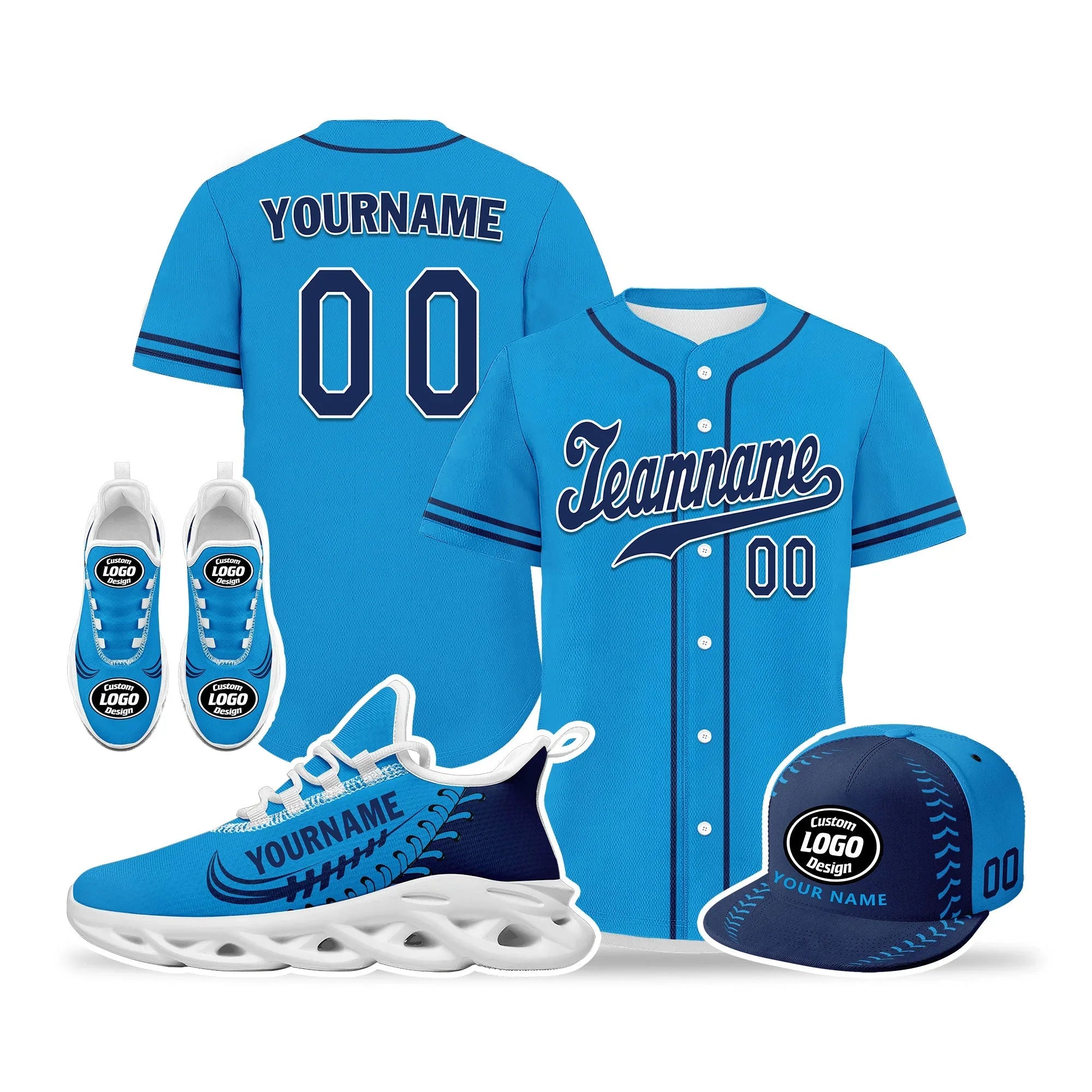 Custom Blue Jersey MaxSoul Shoes and Hat Combo Offer Personalized ZH-bd0b00e0-cc - Coolcustomize