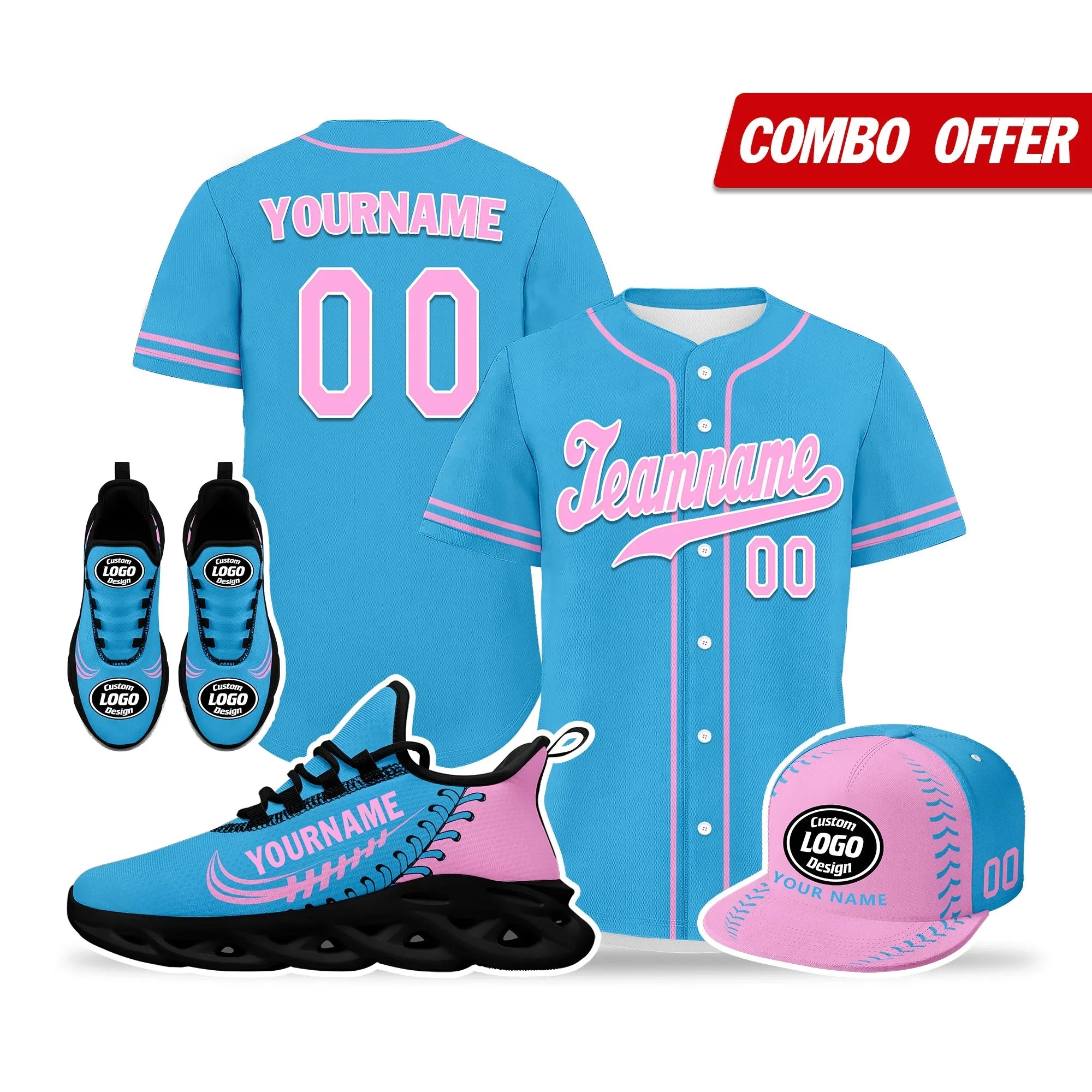Custom Blue Jersey MaxSoul Shoes and Hat Combo Offer Personalized ZH-bd0b00e0-cd - Coolcustomize