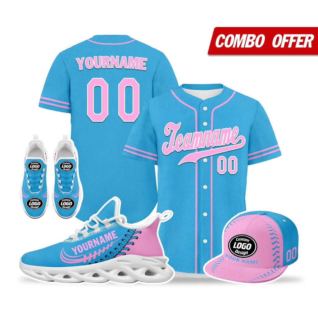 Custom Blue Jersey MaxSoul Shoes and Hat Combo Offer Personalized ZH-bd0b00e0-cd - Coolcustomize
