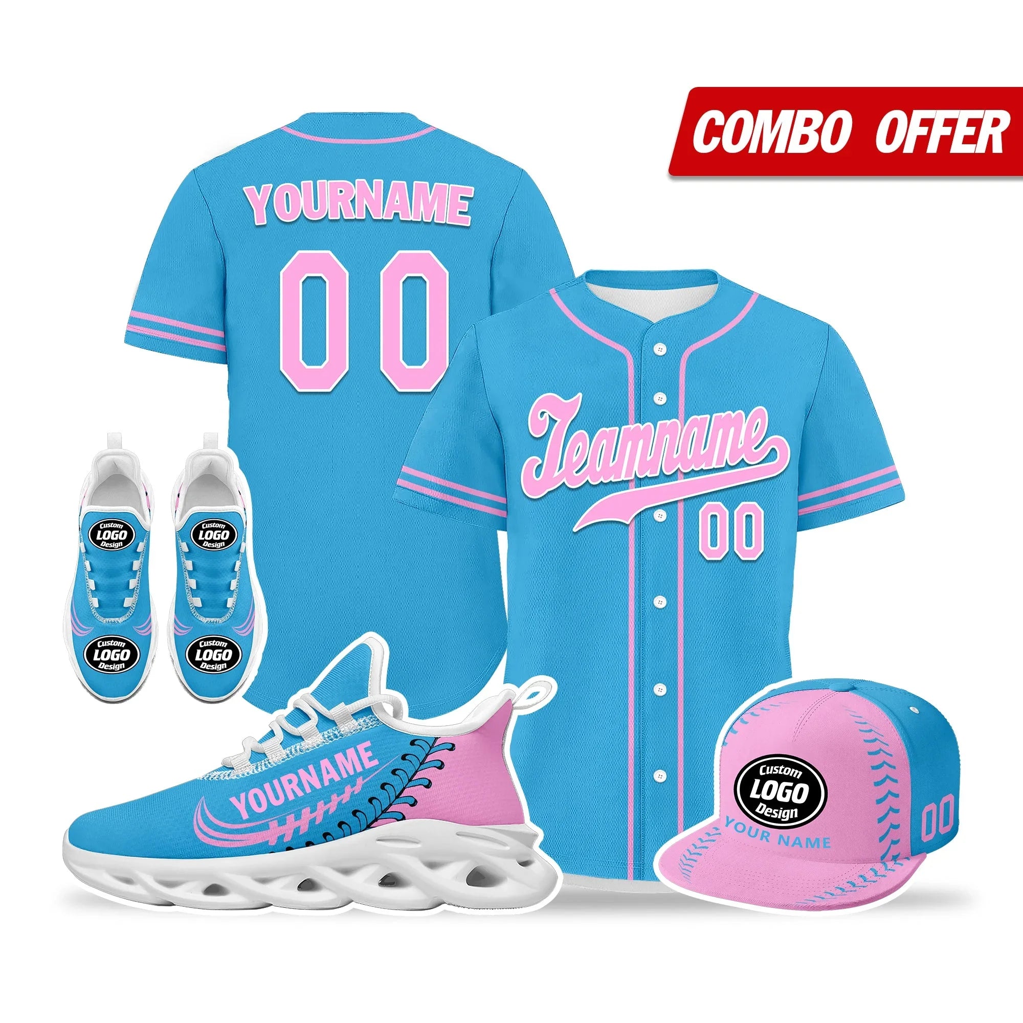 Custom Blue Jersey MaxSoul Shoes and Hat Combo Offer Personalized ZH-bd0b00e0-cd - Coolcustomize