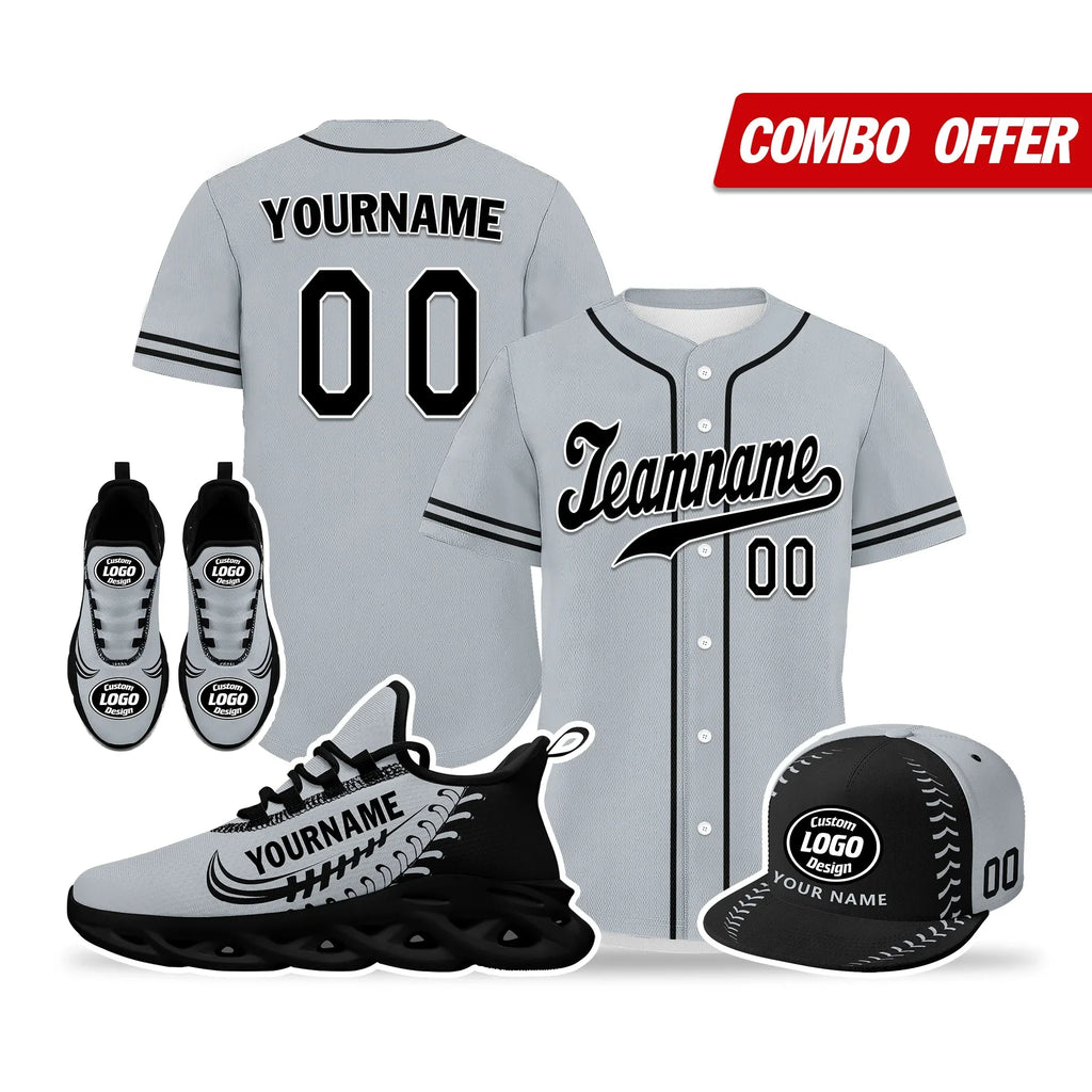 Custom Grey Jersey MaxSoul Shoes and Hat Combo Offer Personalized ZH-bd0b00e0-d - Coolcustomize